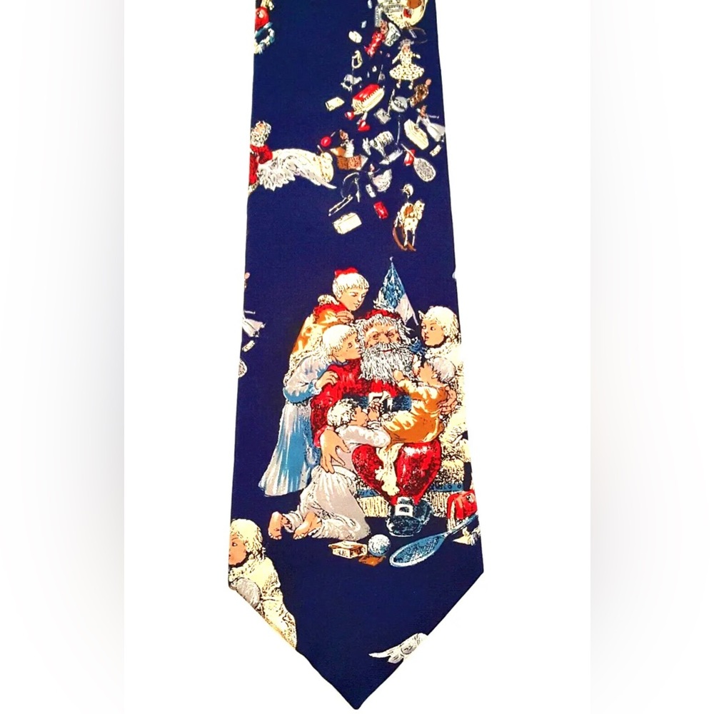 Santa Claus St. Nicholas vintage tie navy blue 100 SILK MADE IN USA